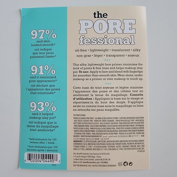 ⚪ FREE WITH ANY ORDER ⚪ BENEFIT COSMETICS THE POREFESIONAL PRIMER SAMPLE CARD - Picture 3 of 4